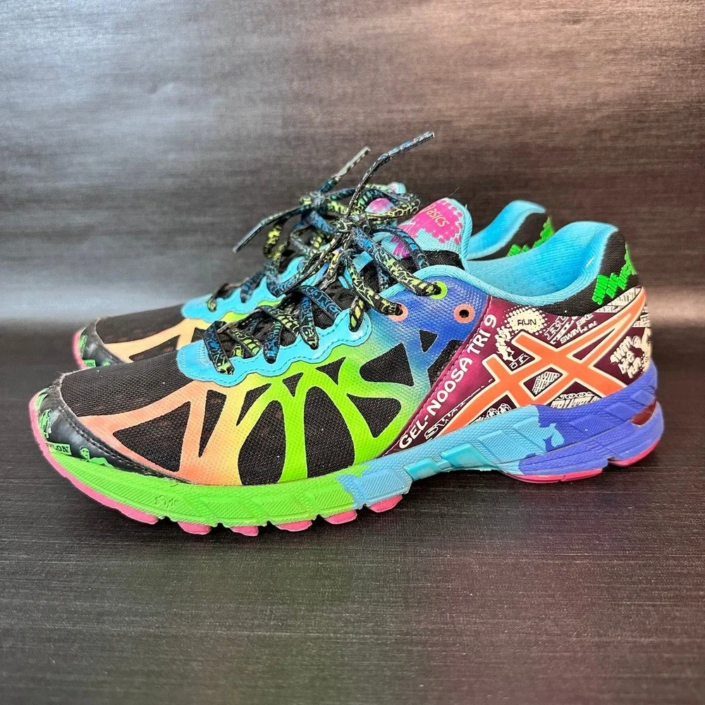 ASICS Gel Noosa Tri 9 Womens size 8 black colorful T458N running training shoes